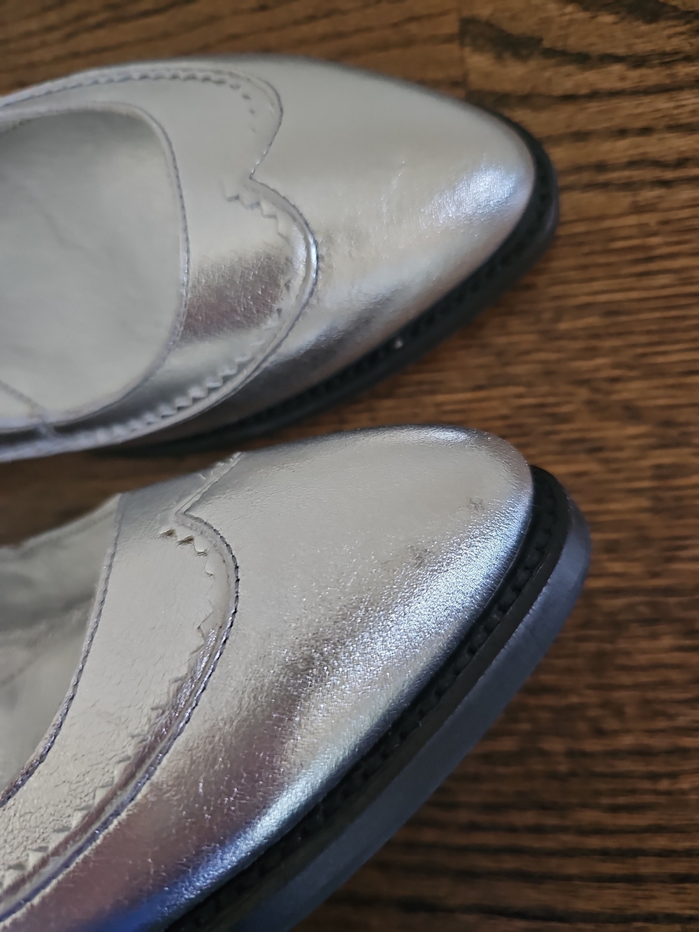 The Office Of Angela Scott Miss Margo Silver Mary Jane Flat Sz 37 US 7 Shoes New - Picture 9 of 9